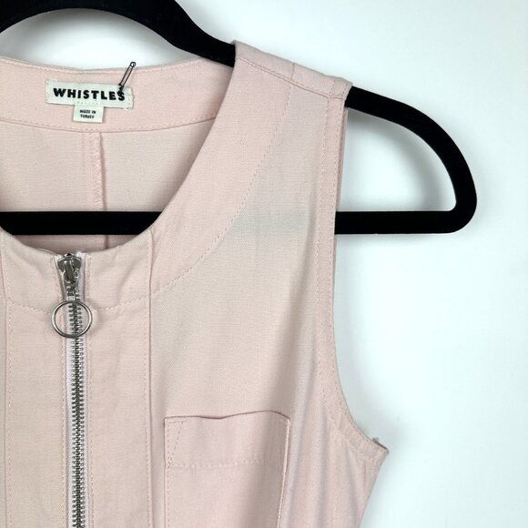 Whistles Alex Zip Front Tie Waist Sleeveless Jumpsuit Pale Pink Size 2 - Picture 5 of 12